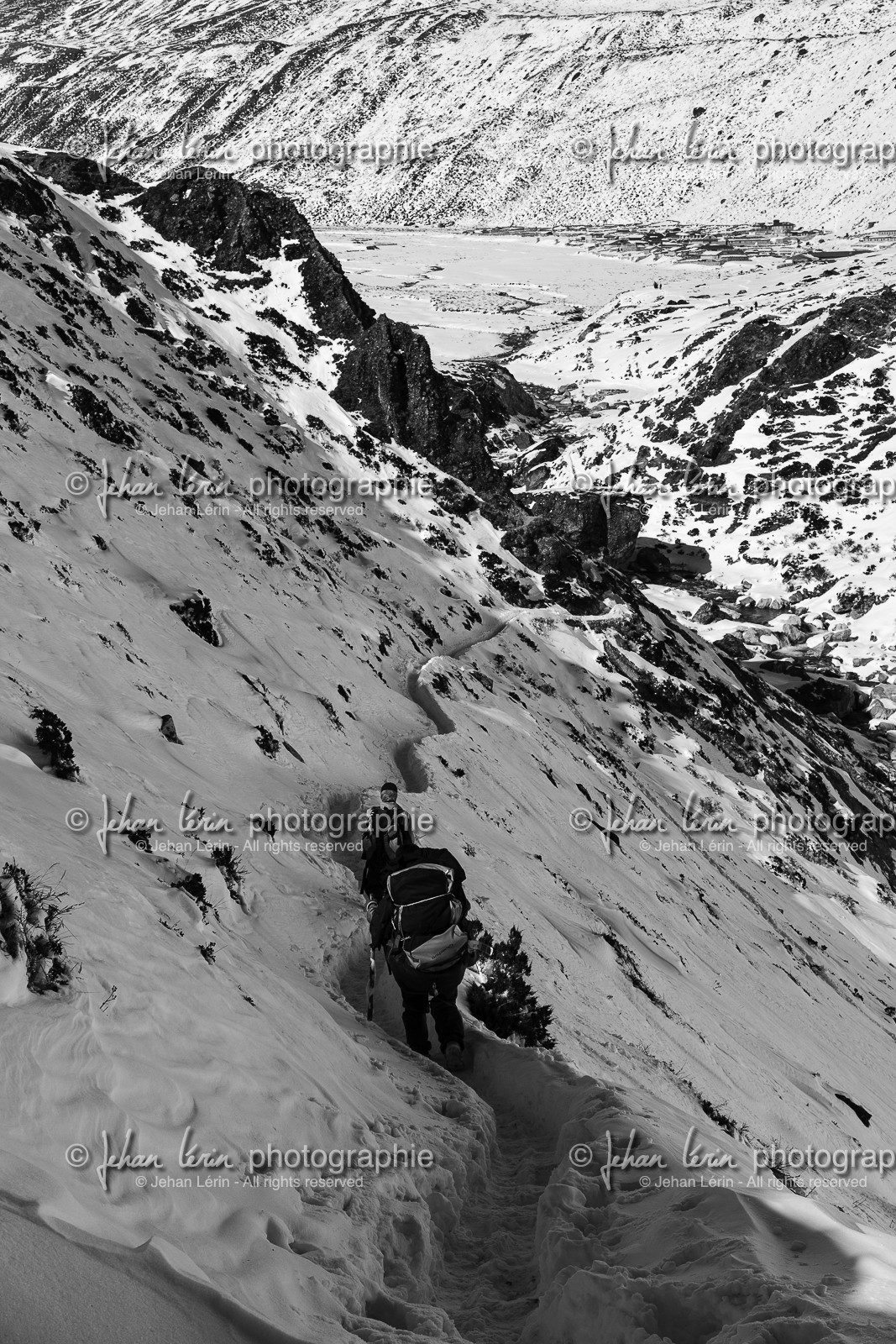 Descente en zigzag sur Pheriche (4240m) - Région de l'Everest